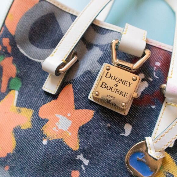 Dooney & Bourke Hand Painted Graffiti Splatte Canvas Bucket Shoulder Tote Bag - Picture 2 of 12